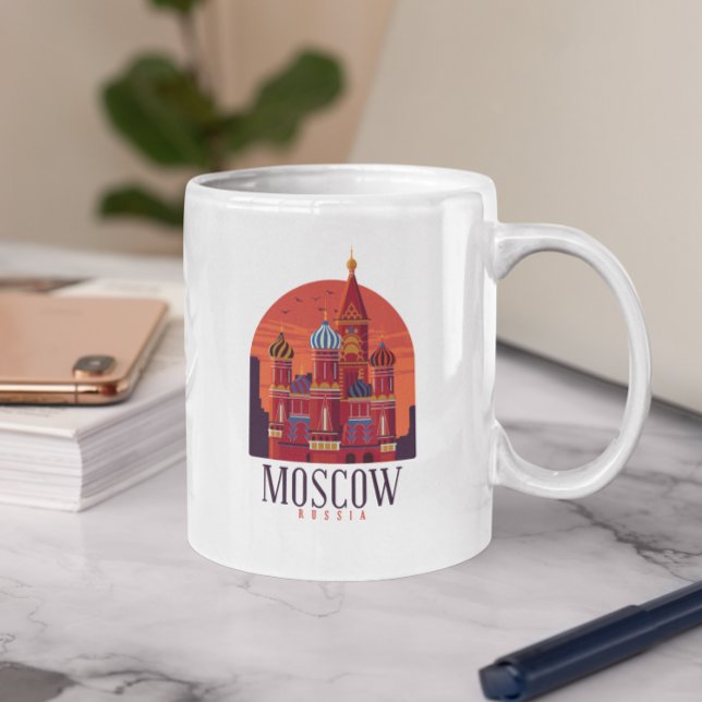Vintage Moskva Ryssland Kremlin Skyline Kaffemugg (Vintage Moscow Russia Kremlin Skyline Coffee Mug)
