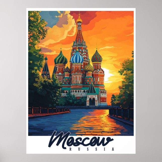 Vintage Moskva, Ryssland Travel Poster (Framsidan)