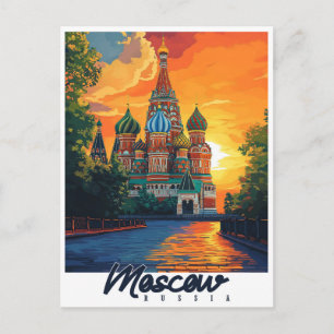 Vintage Moskva, Ryssland Travel Vykort