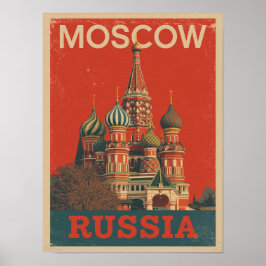 Vintage Moskva Travel Poster