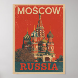 Vintage Moskva Travel Poster