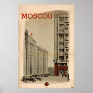 Vintage Moskva Travel Poster