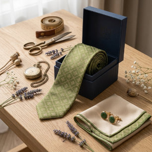 Vintage Mossgrön och Champagne Heritage Jacquard Slips