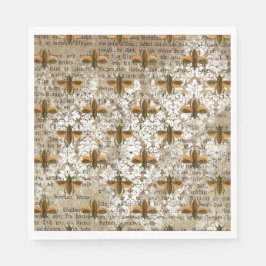 Vintage Moth and Newsprint Collage Pappersservett