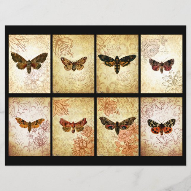 Vintage Moth ATC-skrotbokskort (Framsida)