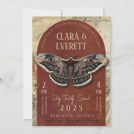 Vintage Moth Bröllopsinbjudan med Rustik Båge Inbjudningar