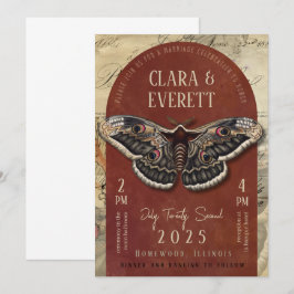 Vintage Moth Bröllopsinbjudan med Rustik Båge Inbjudningar