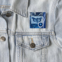Vintage Moth Collage Cyanotype Brooch