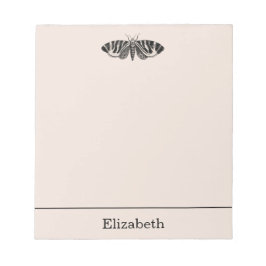 Vintage Moth Illustration Black and Buff Anteckningsblock