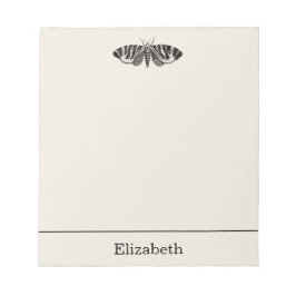 Vintage Moth Illustration Black Beige Personlig Anteckningsblock