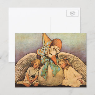 Vintage Mother Goose barn Jessie Willcox Smith Vykort