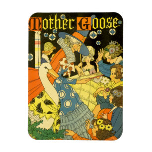 Vintage Mother Goose läser böcker för barn Magnet