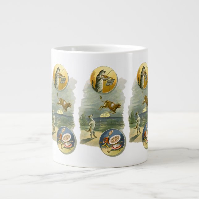 Vintage Mother Goose ramsan Hey Diddle Jumbo Mugg (Framsidan)