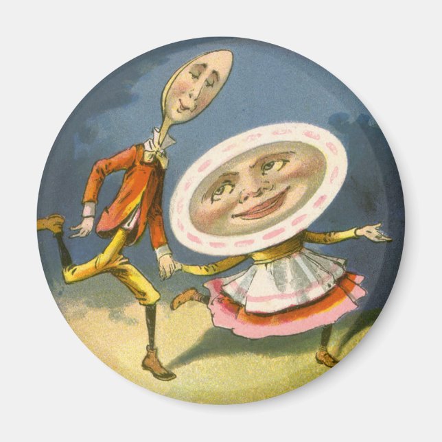Vintage Mother Goose ramsan Hey Diddle Magnet (Framsidan)