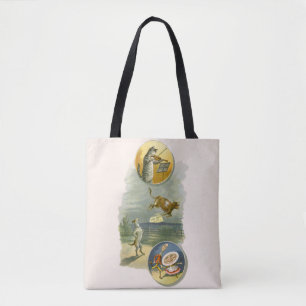 Vintage Mother Goose ramsan Hey Diddle Tygkasse