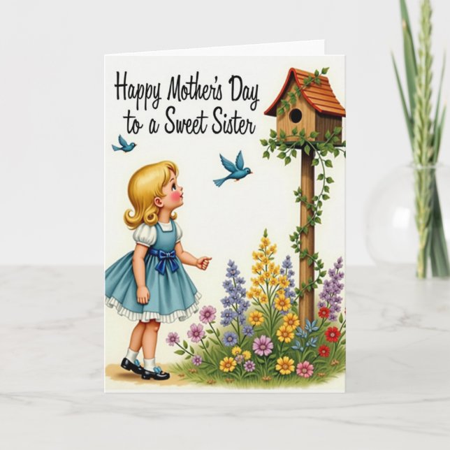 Vintage Mothers Day Art Card Kort (Framsida)