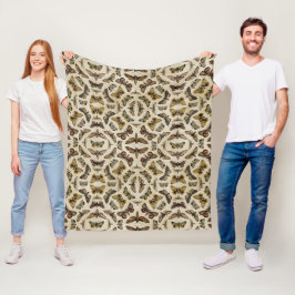 Vintage Moths Fleece Blanket