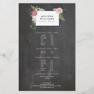 Vintage Motif för modern Blommigt på kalkbordsdesi Flygblad