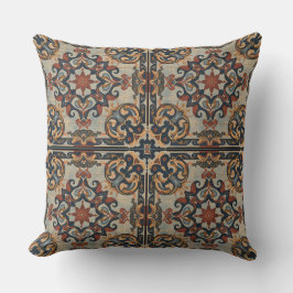 Vintage Motiv Dekoration, Maroon Beigi Blå Kudde