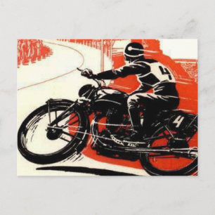 Vintage Motor Bike Tävling Vykort