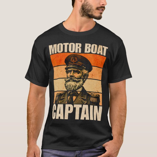 Vintage Motor Boat Captain Funny T Shirt (Framsida)