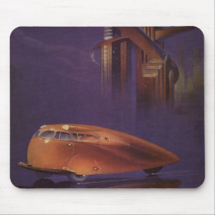Vintage Motor Magazine Cover, Futuristiska City Ca Musmatta