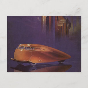 Vintage Motor Magazine Cover, Futuristiska City Ca Vykort