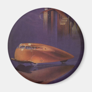 Vintage Motor Magazine-omslag, futuristisk stadsbi Magnet