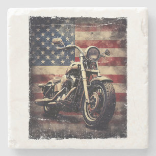 Vintage Motorcle USA flagga Retro Biker AmericanVI Stenunderlägg