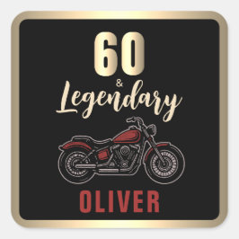 Vintage Motorcycle 60th Birthday Bike Party Fyrkantigt Klistermärke
