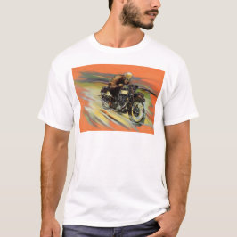 Vintage Motorcycle Backways Tävling Orange T Shirt