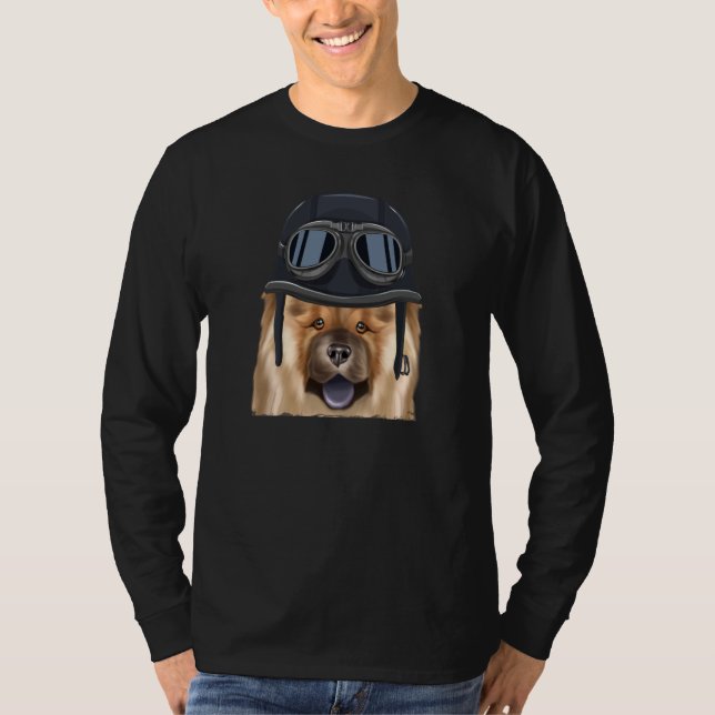 Vintage Motorcycle Helmet Chow Chow T Shirt (Framsida)