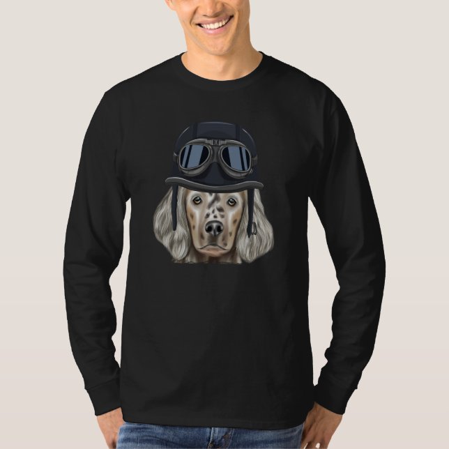 Vintage Motorcycle Helmet English Setter T Shirt (Framsida)