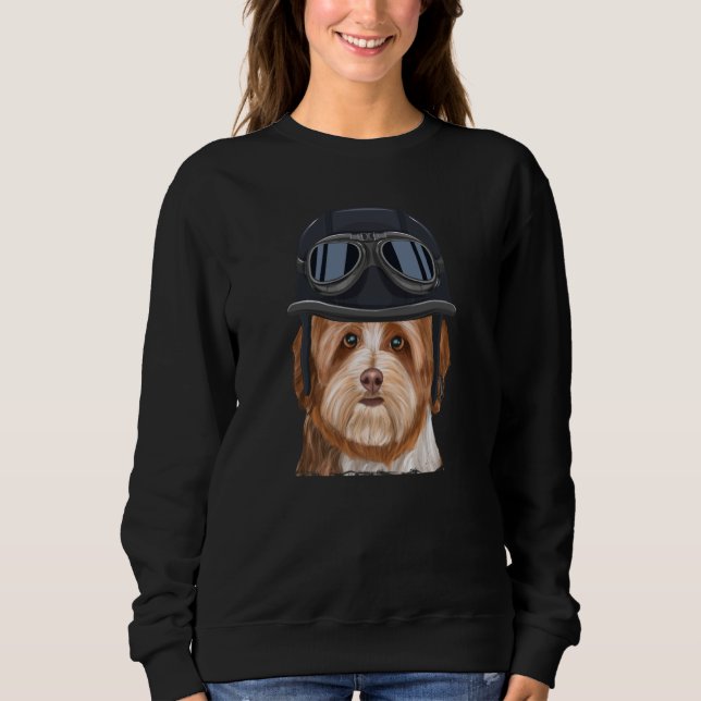 Vintage Motorcycle Helmet Havanese T Shirt (Framsida)