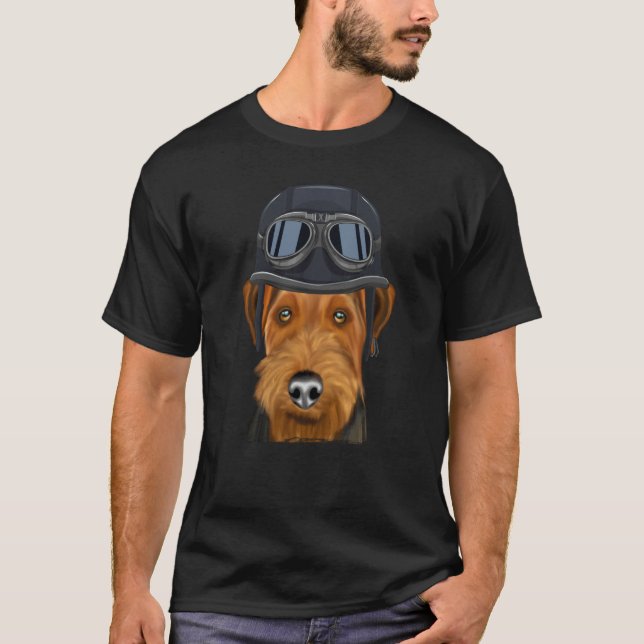 Vintage Motorcycle Helmet Welsh Terrier T Shirt (Framsida)