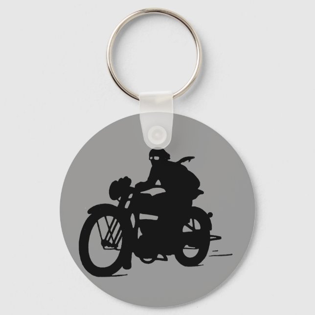 Vintage Motorcycle Man Silhouette Classic Keychain Nyckelring (Framsida)