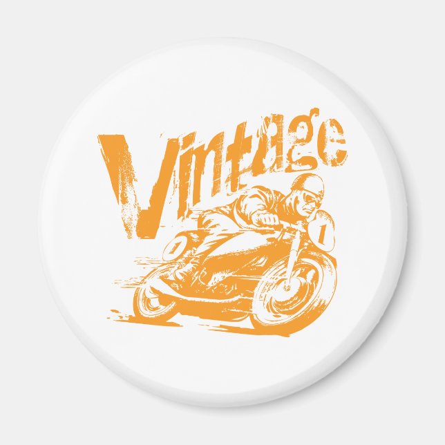 Vintage Motorcycle Racer Magnet (Framsidan)