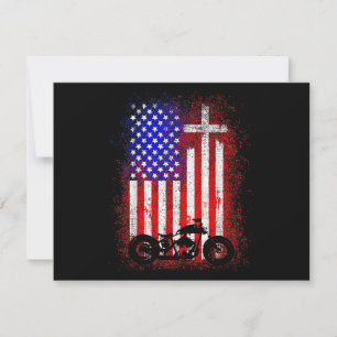 Vintage Motorcycle USA flagga Christian Faith for Tack Kort