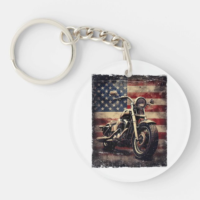 Vintage Motorcycle USA flagga Retro Biker Amerika (Framsidan)