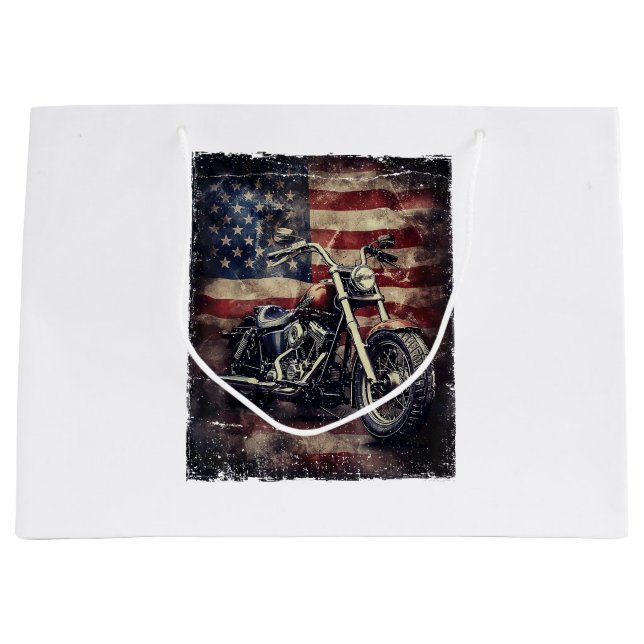 Vintage Motorcycle USA flagga Retro Biker Amerika (Framsidan)
