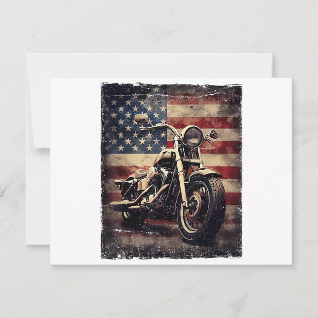 Vintage Motorcycle USA flagga Retro Biker Amerika (Framsida)