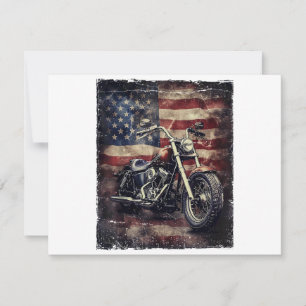 Vintage Motorcycle USA flagga Retro Biker Amerika Inbjudningar