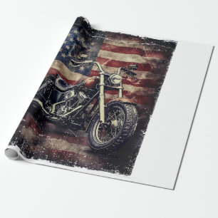 Vintage Motorcycle USA flagga Retro Biker Amerika Presentpapper