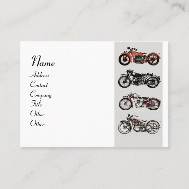 VINTAGE MOTORCYCLES Red Black White Visitkort (Framsida)