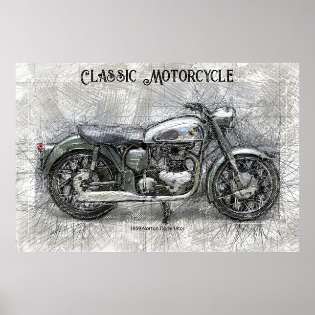 Vintage Motorcykel 1959-pennavtryck Poster (Framsidan)