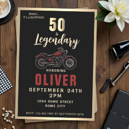 Vintage Motorcykel 50-års Födelsedagsfest för Moto Inbjudningar