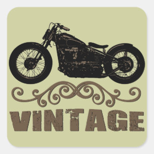 Vintage Motorcykel Fyrkantigt Klistermärke