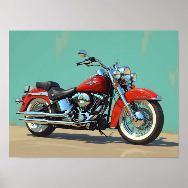 Vintage Motorcykel Inramad Konst Poster (Framsidan)