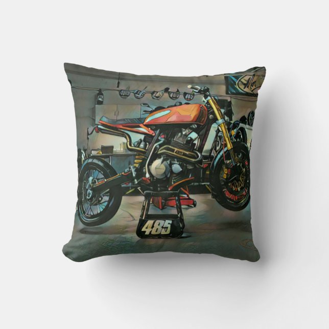 vintage motorcykel konstverk kudde (Framsida)