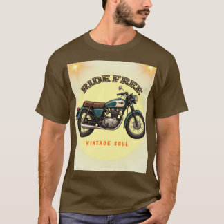 Vintage Motorcykel Kör Fri Retro Biker Design T Shirt